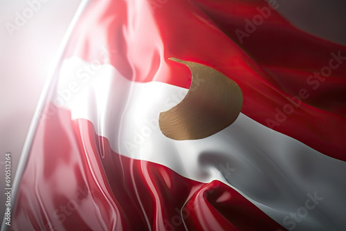 3d minimalist Indonesia flag bokeh background Generative AI