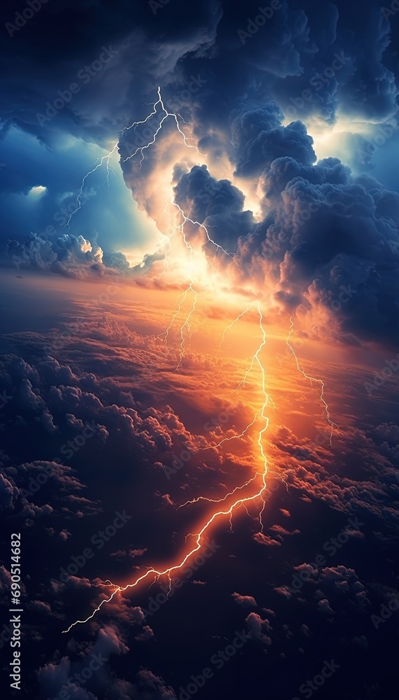 colorful thunderstorm and lightning