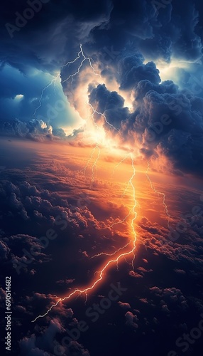 colorful thunderstorm and lightning
