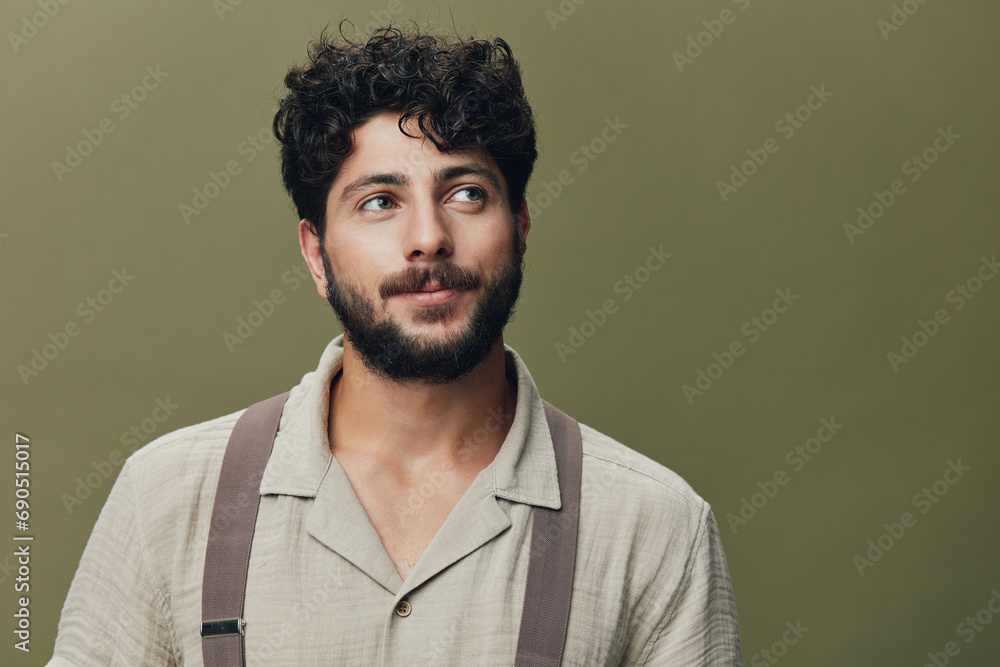 Obraz premium Person adult handsome background caucasian young isolated casual attractive men face portrait