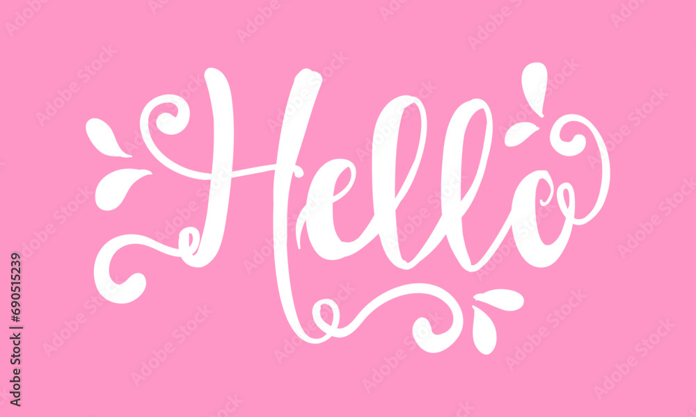 Vector pink calligraphic hello lettering design