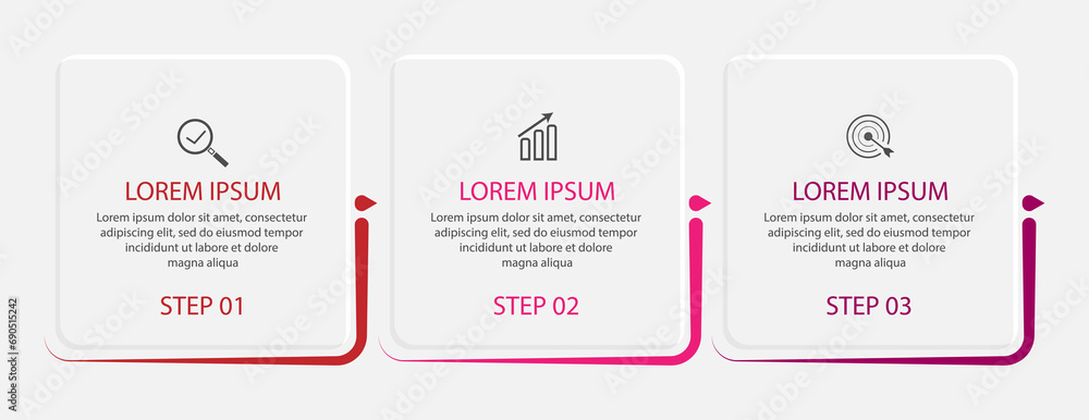 business infographic template 3 options or steps. thin line design with icons, text, number. used for process diagrams, workflow layouts, flowcharts, info graphics, 
and your presentations