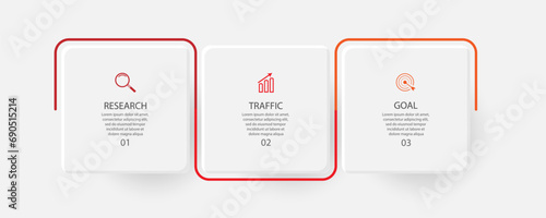 business infographic template 3 options or steps. thin line design with icons, text, number. used for process diagrams, workflow layouts, flowcharts, info graphics, 
and your presentations