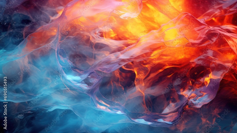 a close up of a red and blue fire and water with smoke coming out of the bottom of the image. a close up of a red and blue fire and water with smoke coming out of the bottom of the image.