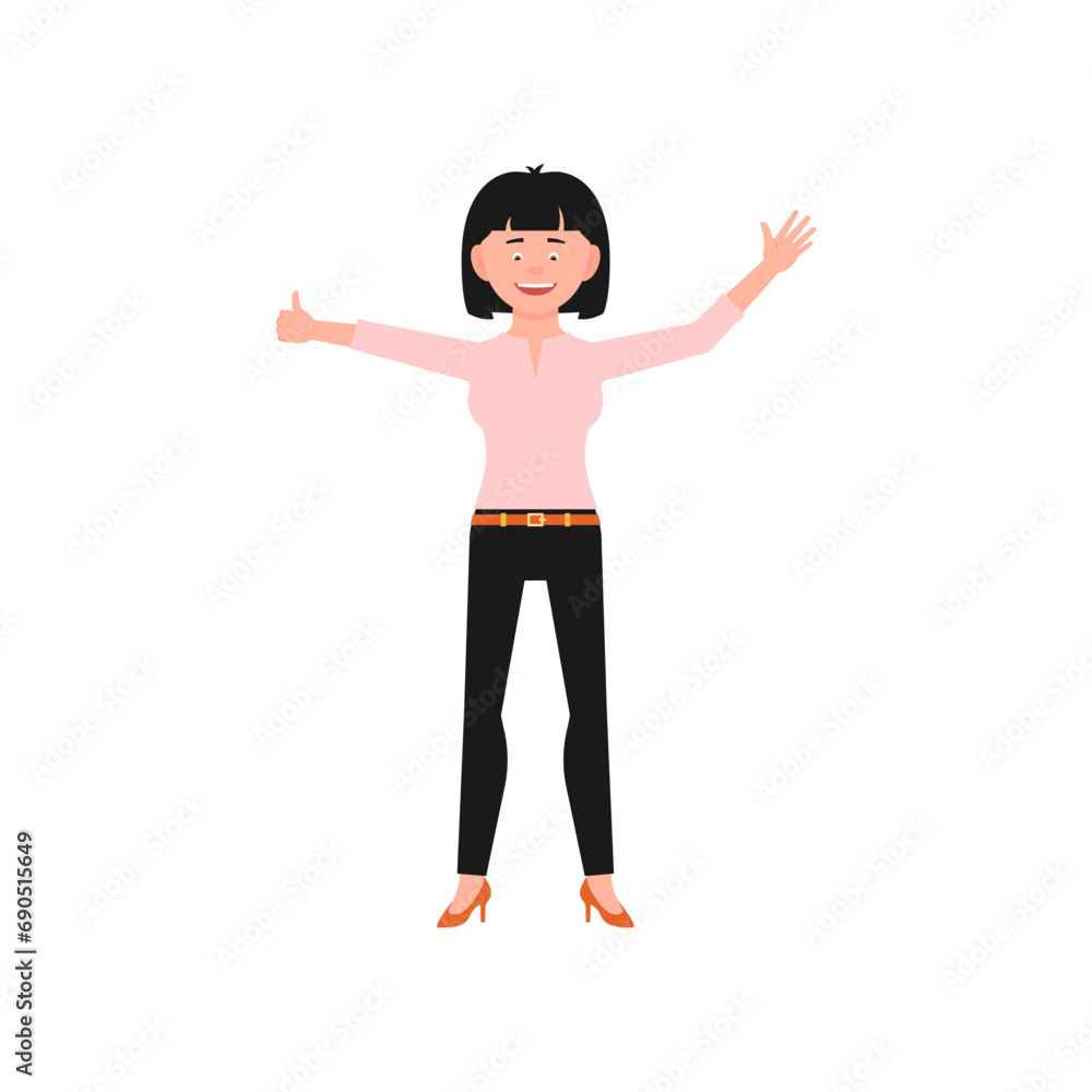 vector woman with pose and pink clothes cute vector woman with pose and pink clothes cute