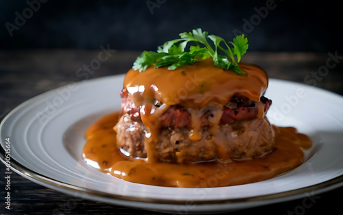 Capture the essence of Salisbury Steak in a mouthwatering food photography shot Generative AI