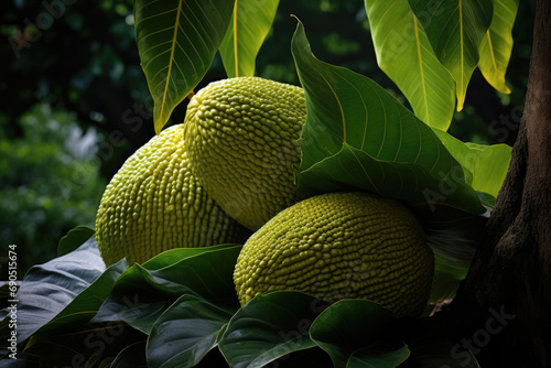 Jackfruit with leaves photo
