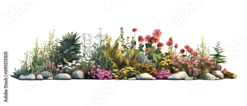 flowerbed in a garden isolated on transparent background photo