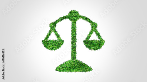 Scale icon with green forest. Scale sign in the middle of untouched nature. Eco-friendly Scale symbol, Ecology project concept. 3d rendering.