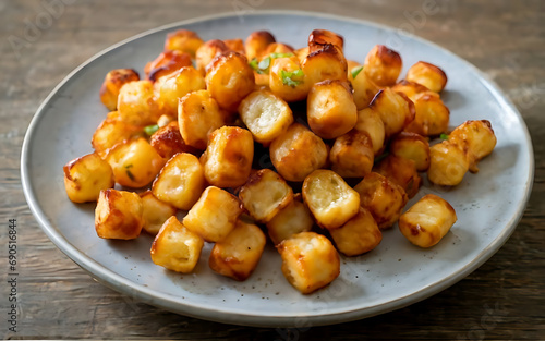 Capture the essence of Tater Tots in a mouthwatering food photography shot Generative AI