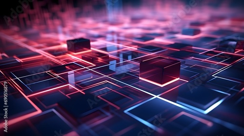an illustration of cubes and lines. Featuring abstract line, Dynamic design, Abstract expression, Virtual reality, and User interface concepts