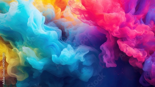  a multicolored cloud of smoke is seen in this close - up view of the colors of the rainbow. © Jevjenijs