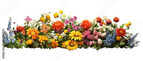 colorful flower garden in full bloom isolated on transparent background