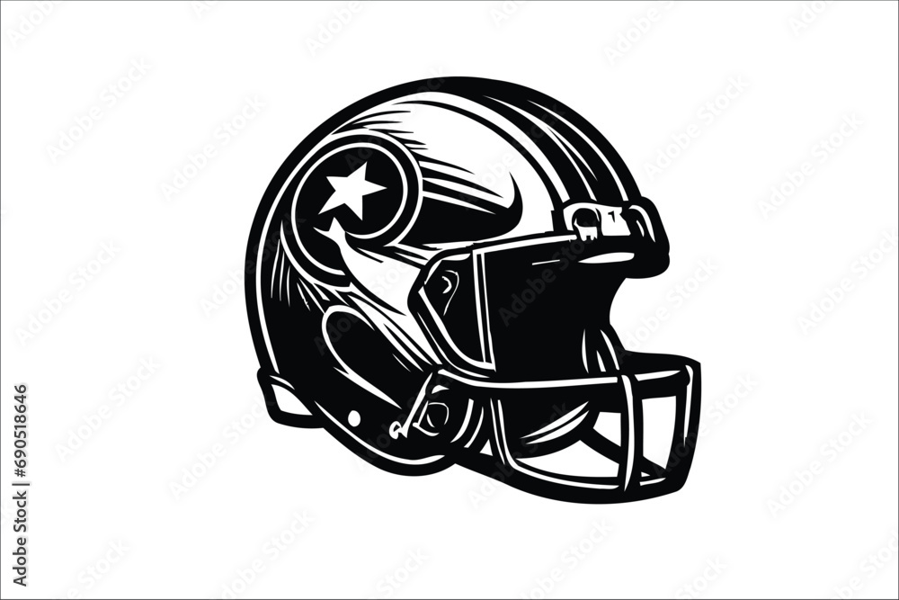 Fototapeta premium Vectorized American Football Helmet Design American Football Helmet Iconography Modern American Football Helmet Illustration