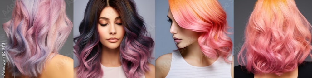 A group of women with different colored hair. Generative AI. A group of women with different colored hair. Generative AI.