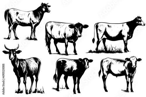 Farm animals collection illustration drawing style, sketch photo