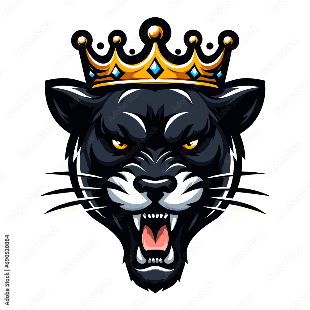 Panther crown mascot logo , Panther head , head panther , panther head logo , Panther illustration , Panther head vector 