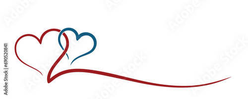 The symbol of stylized red and blue hearts. 
