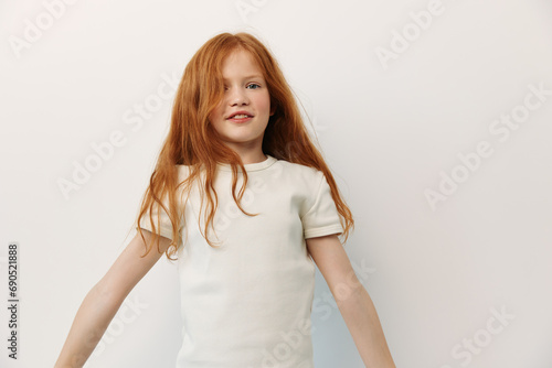 Female childhood beauty portrait children white cute girl little young background person