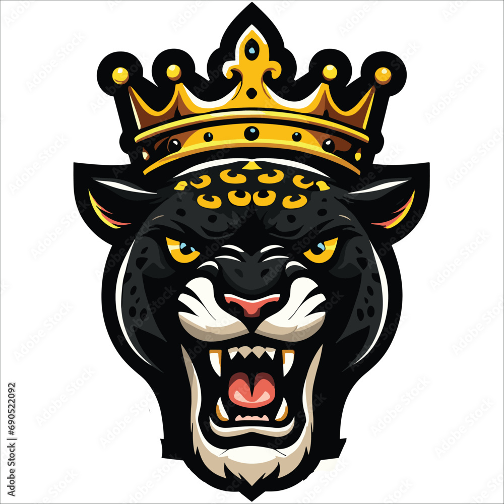 Panther crown mascot logo illustration , Panther head , Head panther 