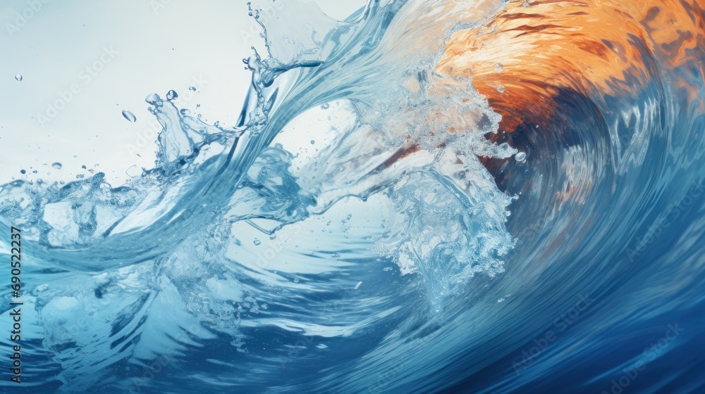 a close up of a wave in the ocean with water splashing on the top and bottom of the wave. a close up of a wave in the ocean with water splashing on the top and bottom of the wave.