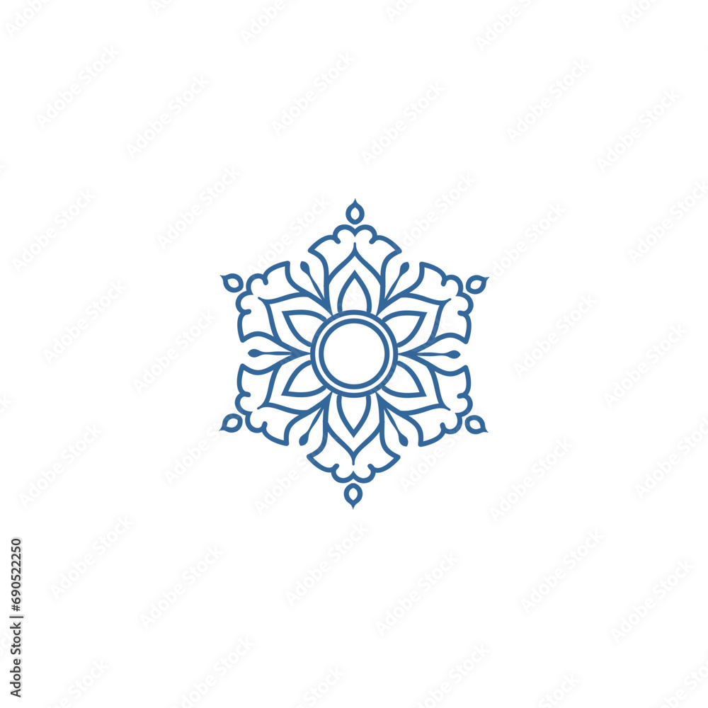 set of blue mandala elements decorative