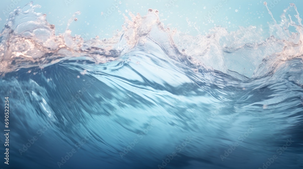 a close up of a wave in the ocean with a blue sky in the background and a light blue sky in the foreground. a close up of a wave in the ocean with a blue sky in the background and a light blue sky in the foreground.