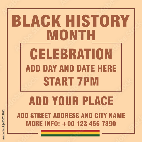 Black history month celebration flyer poster or social media post design photo