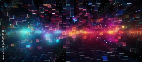 Lights On The Floor And Square Cubes In The Background, Light Dynamic Light Point Background