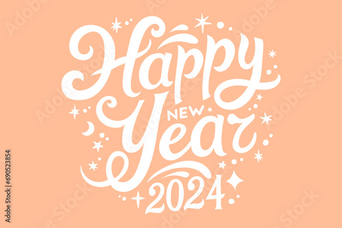 Happy new year 2024 design. Pantone color 2024 Peach Fuzz. Design for poster  banner  greeting  2024 celebration
