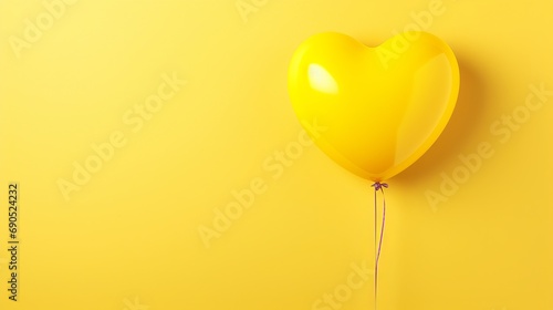 Celebrating Love with a Yellow Heart-Shaped Balloon: A Minimalist Valentine's Day Background