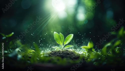 Sprout in the ground, concept photo of growth photo