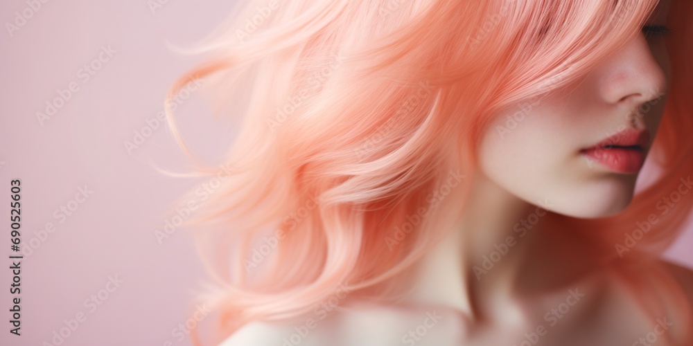 Obraz na płótnie Close-up of a girls peach fuzz hair w salonie