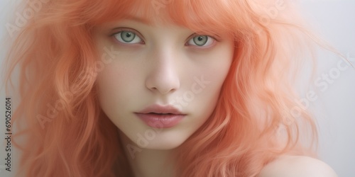 portrait of a woman with peach color hair