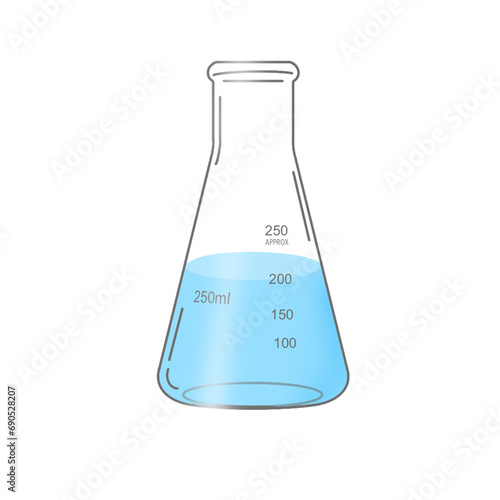 Chemical Lab Equipment Icon Set : Erlenmeyer with Water