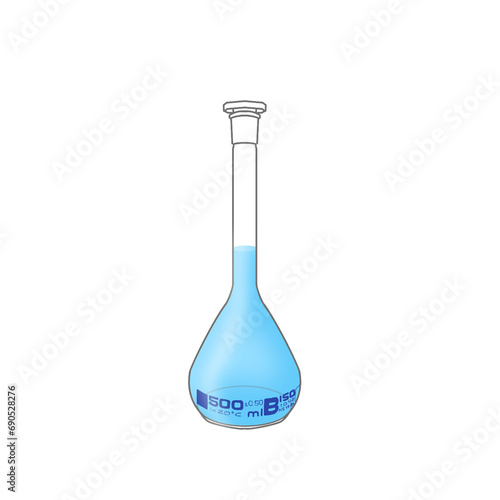 Foto Chemical Lab Equipment Icon Set : Volumetric flask 500 mL with Water