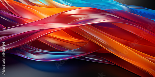 Wellenmotiv in leuchtenden bunten Neon Farben als Hintergrundmotiv für Webdesign im Querformat für Banner, ai generativ