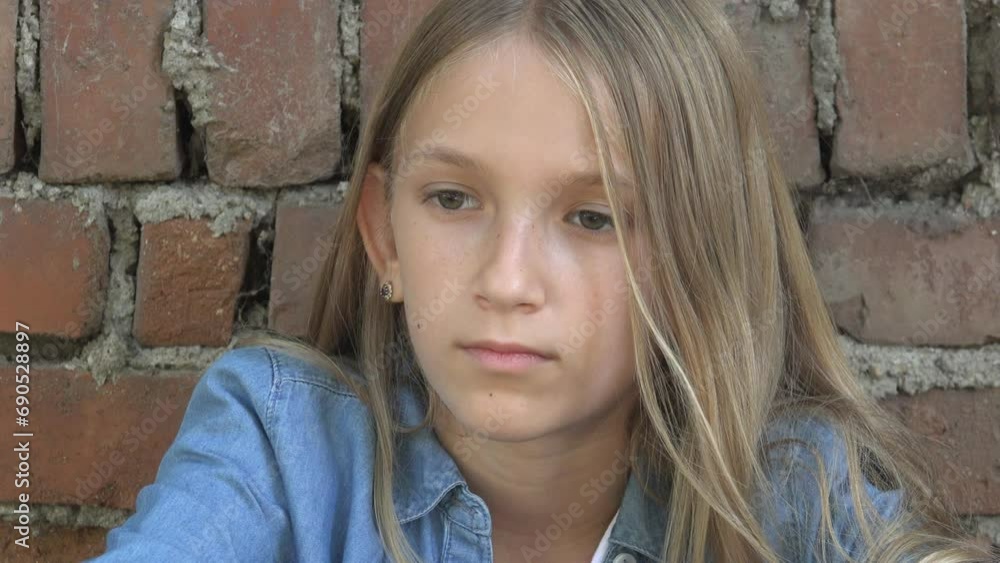 Sad Face Kid Unhappy Child, Thoughtful Bullied Teenager Girl in Park, Children Expression Sadness, Adolescents Depression Portrait Sad Face Kid Unhappy Child, Thoughtful Bullied Teenager Girl in Park, Children Expression Sadness, Adolescents Depression Portrait