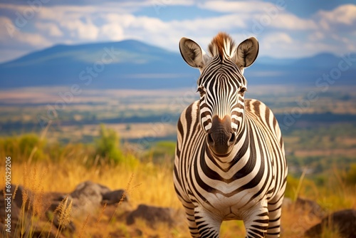 close up of a plains zebra Equus quagga an Africam member of the horse family with its famous striped coat