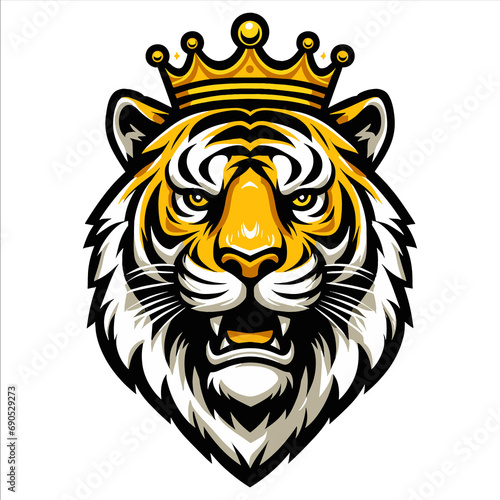 Tiger head illustration   king Tiger head   tiger head   head tiger   tiger mascot logo   tiger wearing crown head   tiger crown 