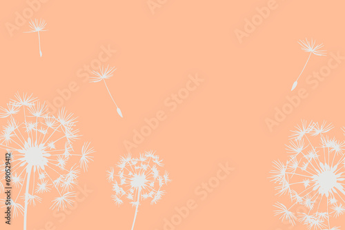 Trendy color of year 2024 - Peach Fuzz. Trendy color palette sample. Abstract floral pattern swatch colors collage. Peach Fuzz new trend