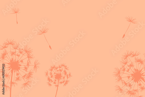 Trendy color of year 2024 - Peach Fuzz. Trendy color palette sample. Abstract floral pattern swatch colors collage. Peach Fuzz new trend