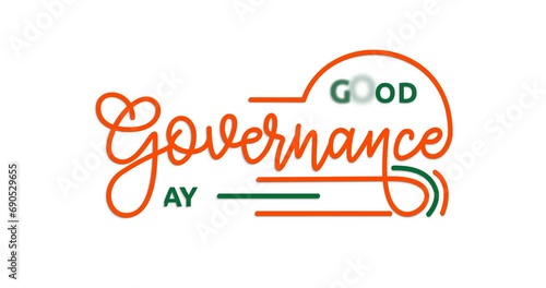 Good Governance Day Text Animation with alpha channel. Handwritten text calligraphy animated. Great for celebrations, events, and Festivals. Transparent background, easy to put into any video photo