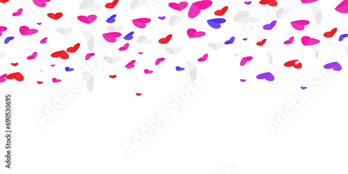 Paper cut heart shape flying to Celebration party background Vector illustration for Valentine's day design