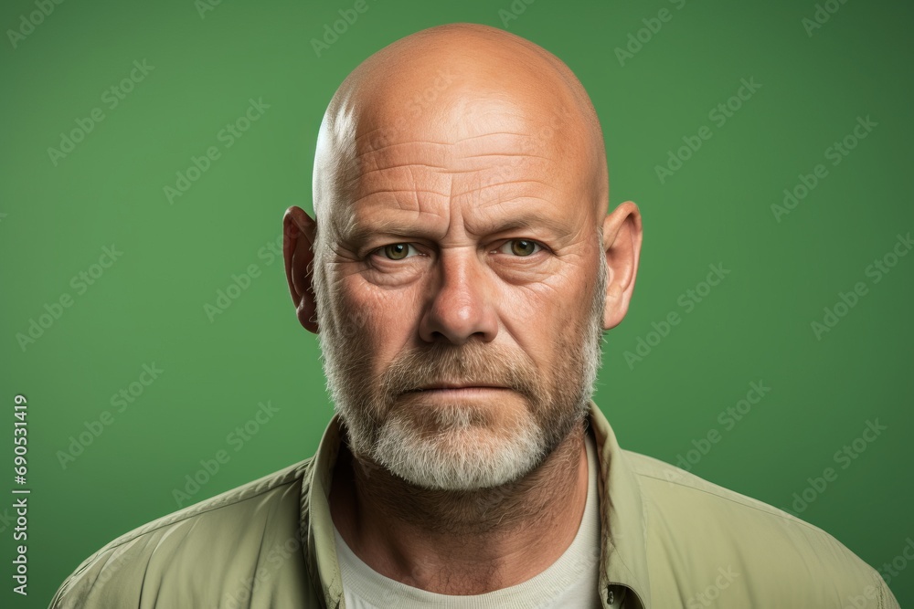 Portrait of an old man with a beard on a green background Portrait of an old man with a beard on a green background