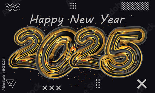 happy new year 2025, 2025, happy new year, 3d happy new year 2025