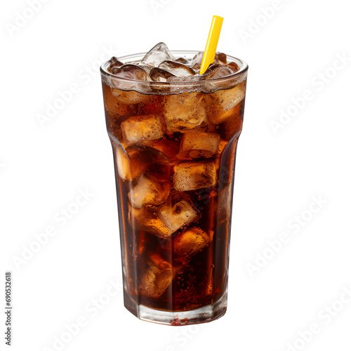 cold cola drink in a glass cup isolated on transparent background ,soda drink png ,generative ai