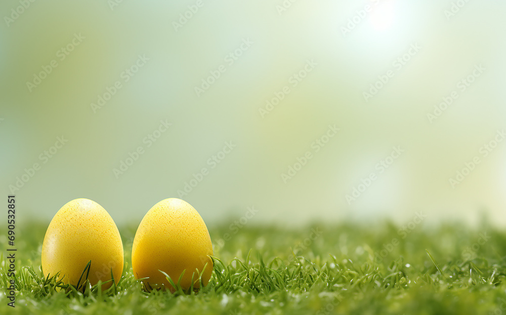 Bright Easter background with flowered eggs and with space for text Bright Easter background with flowered eggs and with space for text