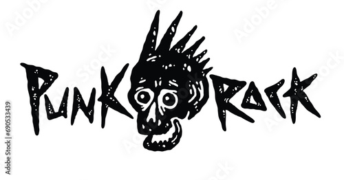 Punk rock music. A punk character with mohawk. Vector punk rock illustration