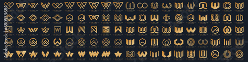 collection abstract letter W logo design. modern logotype W design with gold color. vector illustration